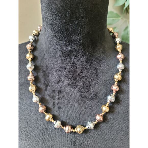 Women's Lightweight Multicolor Oxidized Beaded Necklace Elegant Jewelry - Picture 1 of 7